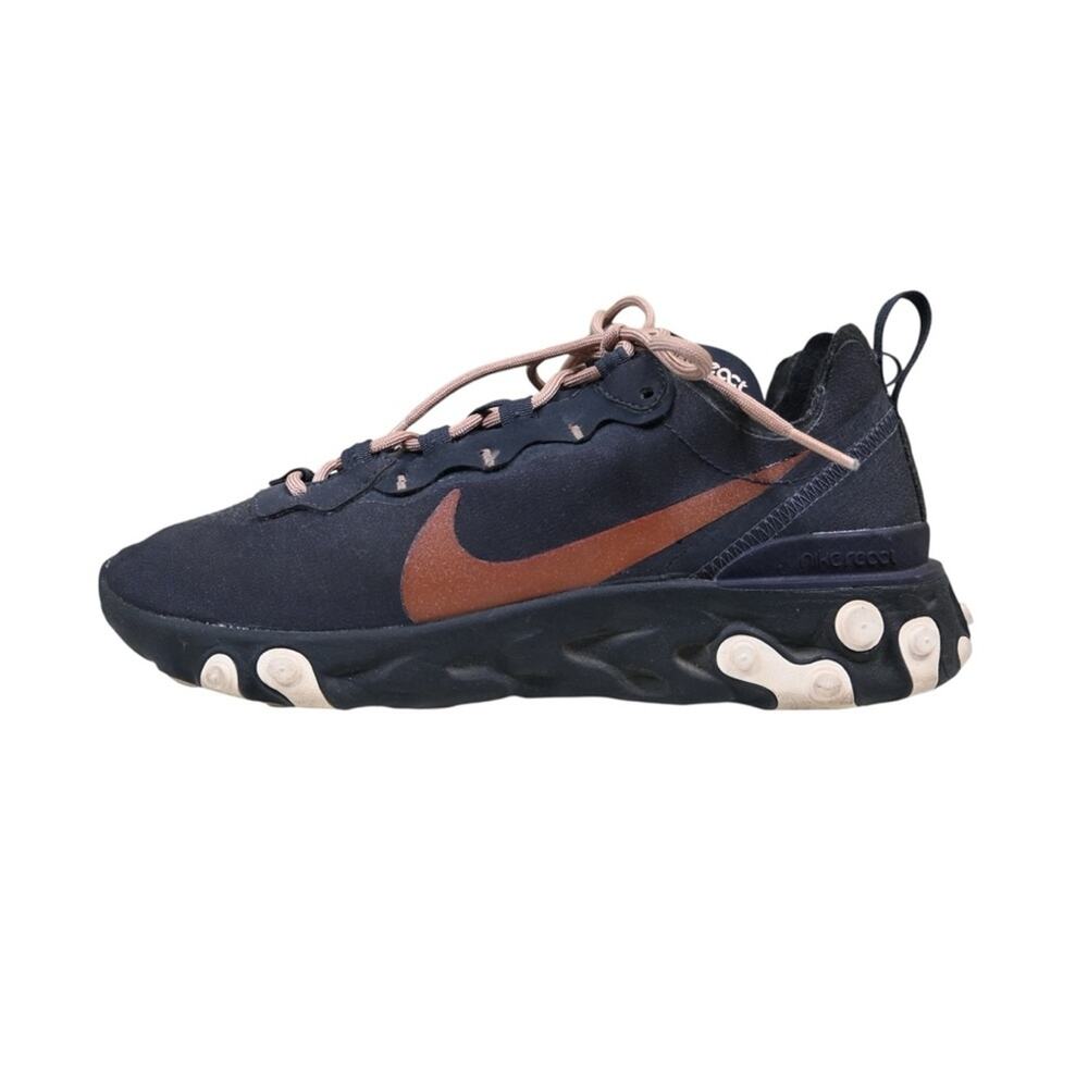 Nike Womens 9 React Element 55 Running Sneakers Oil Gray/Red Bronze (Copper)
